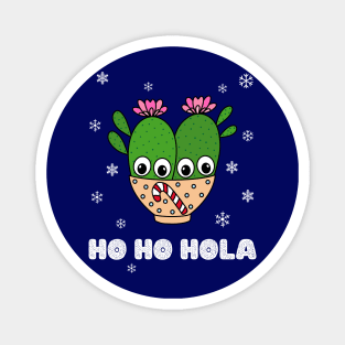 Ho Ho Hola - Cacti Couple In Christmas Candy Cane Bowl Magnet